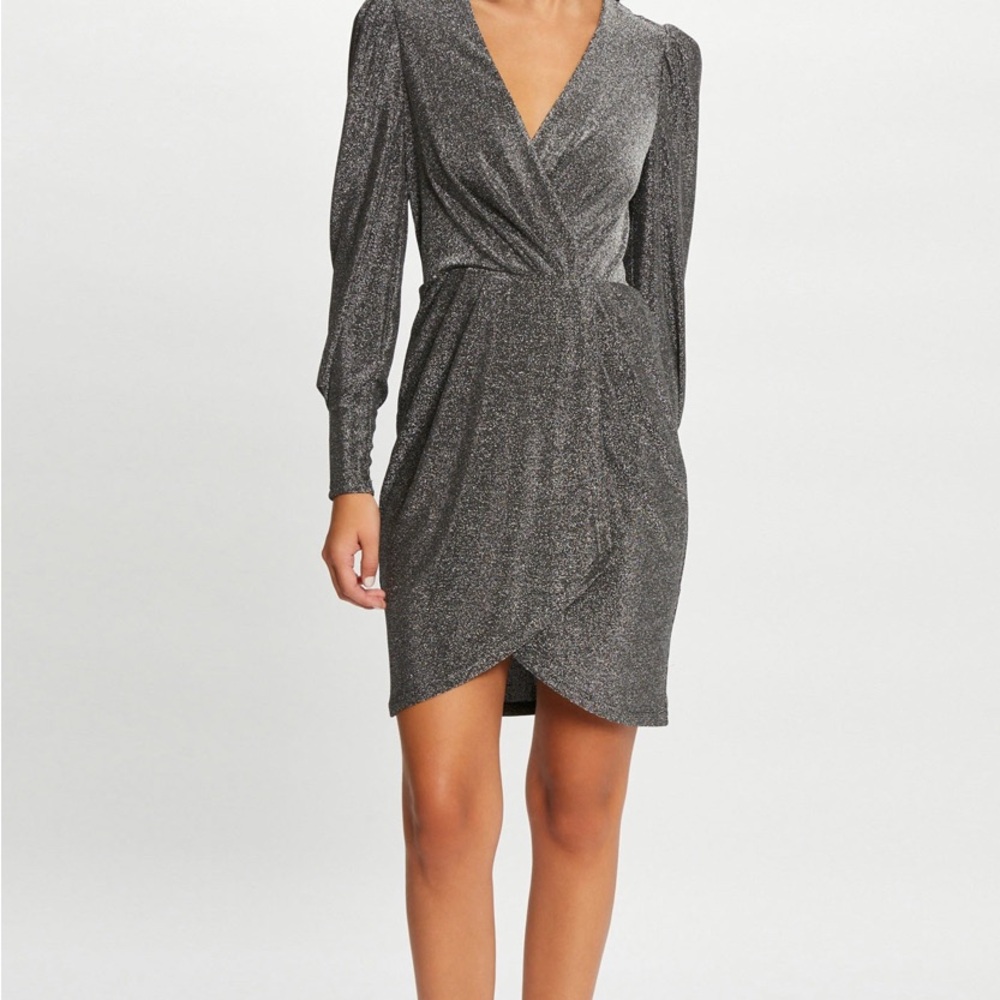 Morgan de Toi Shimmering Gray Mini Dress